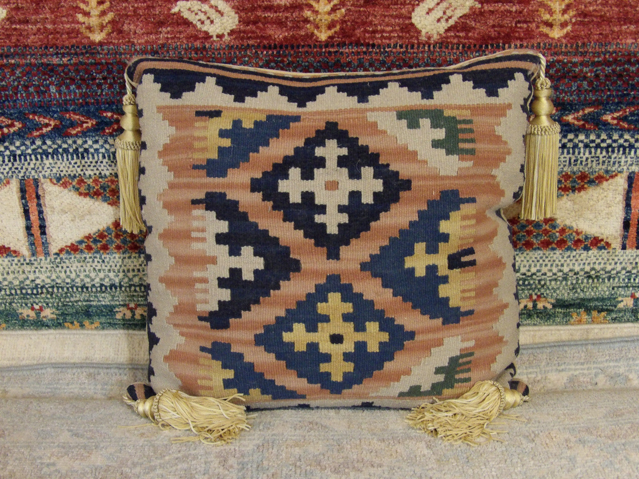 Handwoven accent pillow cover, 1'4 x 1'4, full view