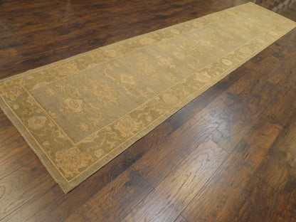 Turkish Vintage Oushak 4'0"x16'0" Hand-knotted Rug -ROBIN-3