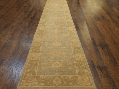 Turkish Vintage Oushak 4'0"x16'0" Hand-knotted Rug -ROBIN-3