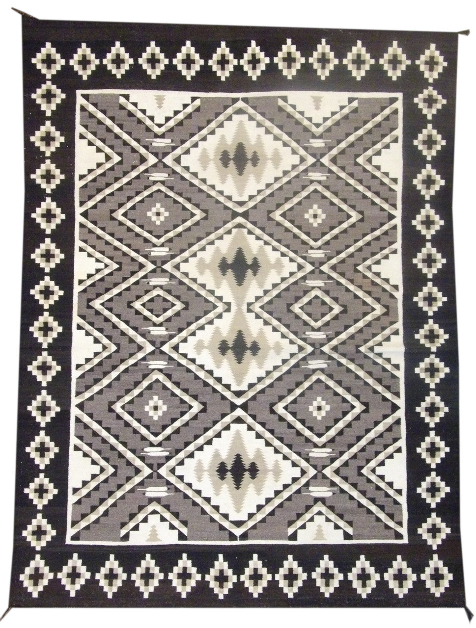 Tribal Navajo American Indian Tribe Rug 7'0"x9'0" Hand-knotted Rug Ivory/black - robin-6