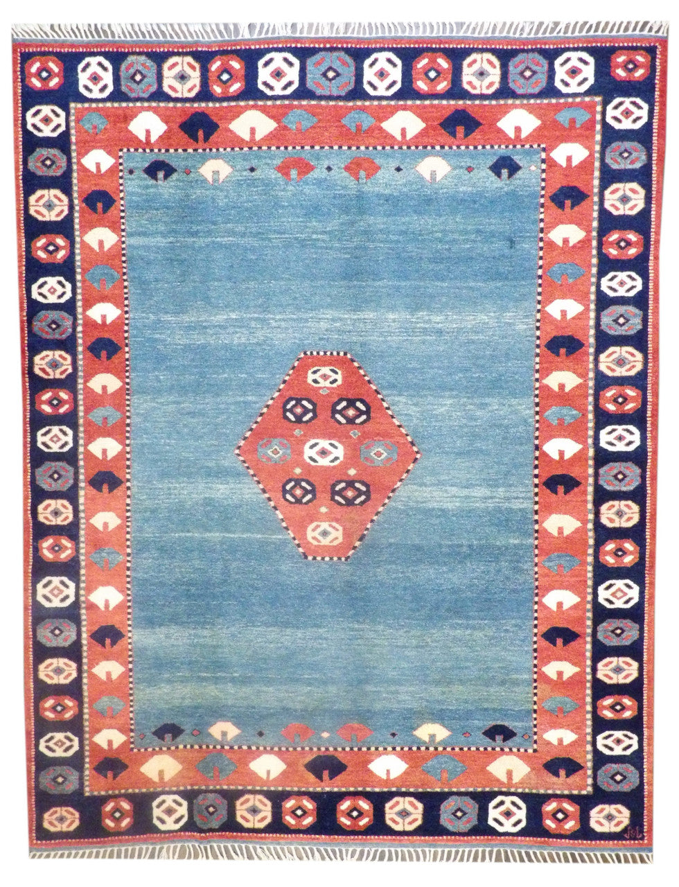 Turkish Tribal Antique Khorjan 8'0"x11'0" Hand-knotted Rug Green/blue -robin-9