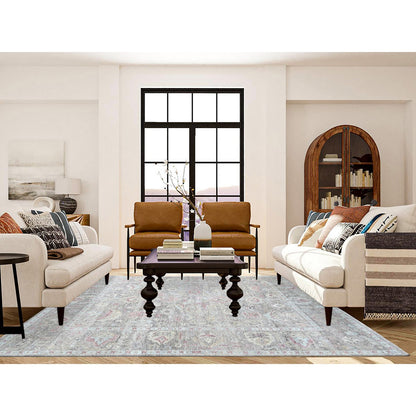 Oushak And Peshawar Wool Hand Knotted Rug Grey Gray 7.10X9.10 -O010002