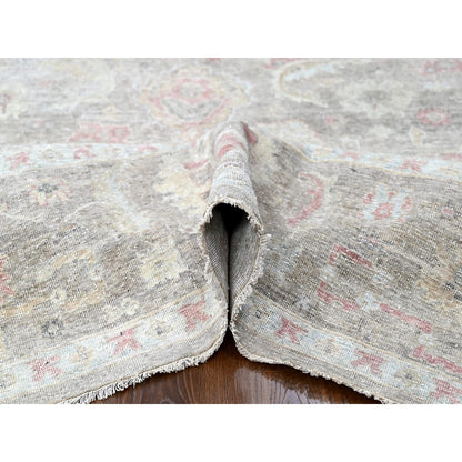 Oushak And Peshawar Wool Hand Knotted Rug Grey Gray 7.10X9.10 -O010002