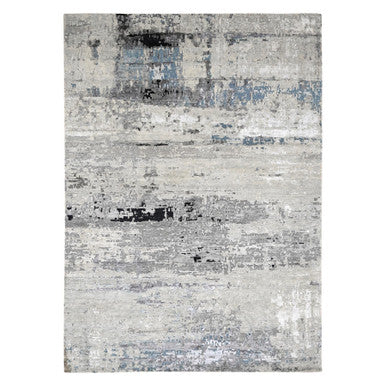 Modern and Contemporary Wool & Silk Hand Knotted Rug Grey No Border 9.0X11.10 -O010003