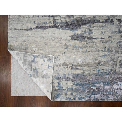 Modern and Contemporary Wool & Silk Hand Knotted Rug Grey No Border 9.0X11.10 -O010003