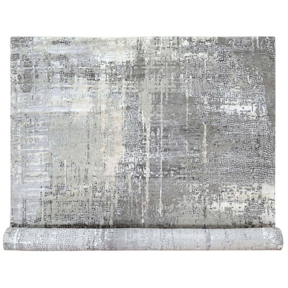Modern and Contemporary Wool & Silk Hand Knotted Rug Grey No Border 10.0X13.10 -O010009