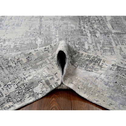 Modern and Contemporary Wool & Silk Hand Knotted Rug Grey No Border 10.0X13.10 -O010009