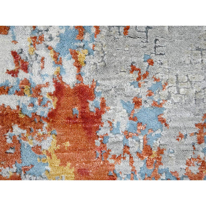 Modern and Contemporary Wool & Silk Hand Knotted Rug Orange 2.7x5.10 -O010012