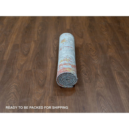 Modern and Contemporary Wool & Silk Hand Knotted Rug Orange 2.7x5.10 -O010012