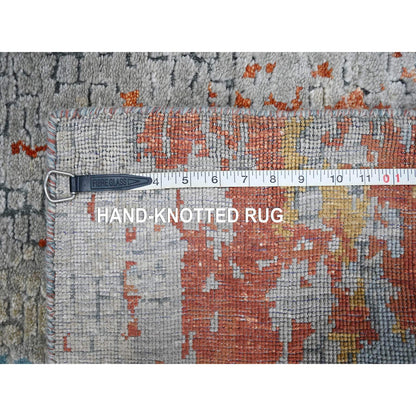 Modern and Contemporary Wool & Silk Hand Knotted Rug Orange 2.7x5.10 -O010012