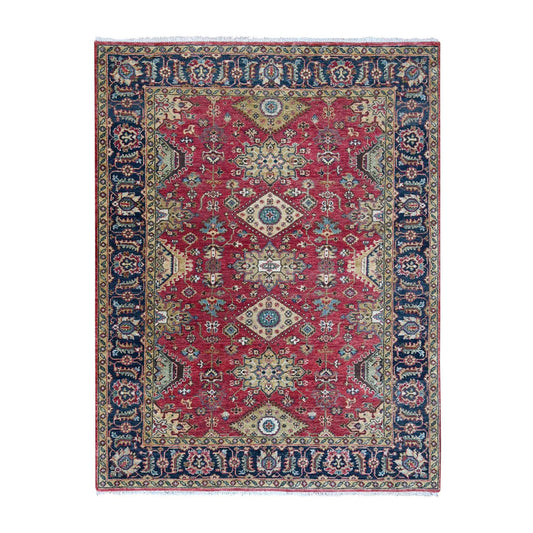 Heriz Wool Hand Knotted Rug Red Blue 5.0X6.10 -O010020