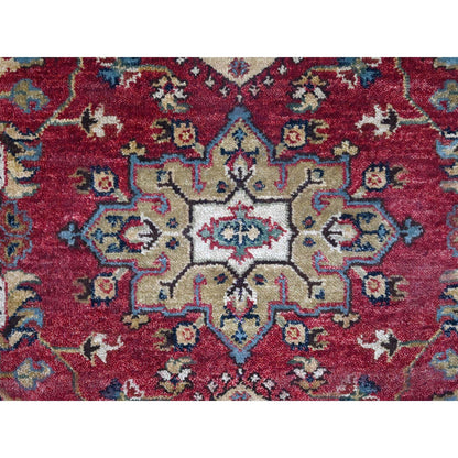 Heriz Wool Hand Knotted Rug Red Blue 5.0X6.10 -O010020