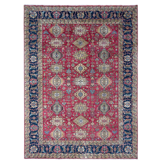Heriz Wool Hand Knotted Rug Red Blue 10.1X13.10 -O010021