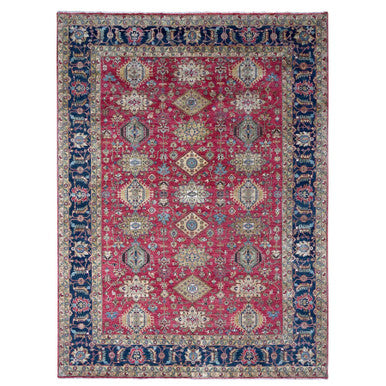 Heriz Wool Hand Knotted Rug Red Blue 10.1X13.10 -O010021