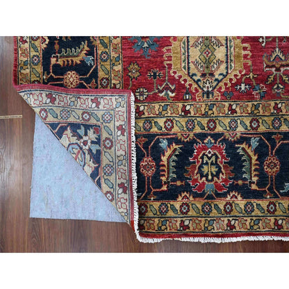 Heriz Wool Hand Knotted Rug Red Blue 10.1X13.10 -O010021