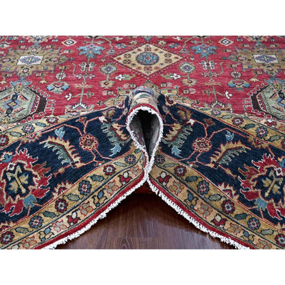 Heriz Wool Hand Knotted Rug Red Blue 10.1X13.10 -O010021
