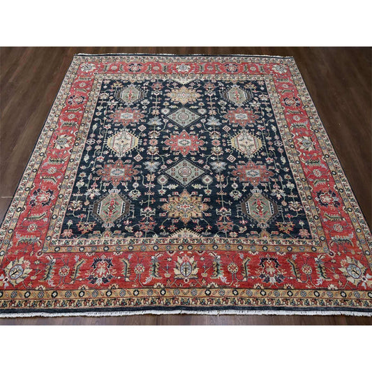 Heriz Wool Hand Knotted Rug Black Red 10.0X10.2 -O010023