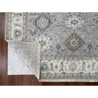 Heriz Wool Hand Knotted Rug Grey White 7.10X9.9 -O010026