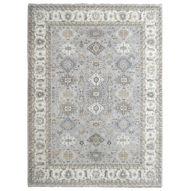 Heriz Wool Hand Knotted Rug Grey White 9.2X11.8 -O010027