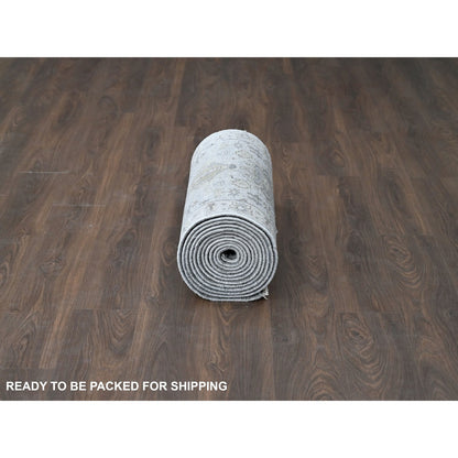 Heriz Wool Hand Knotted Rug Grey White 2.8X20.0 -O010028