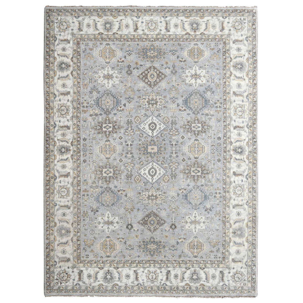 Gray 9'0" x 12'0" Heriz Hand knotted Wool Rug - Sku: O010029