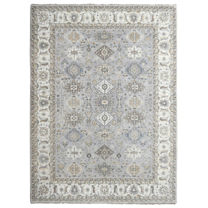 Heriz Wool Hand Knotted Rug Grey White 9.0X12.0 -O010029