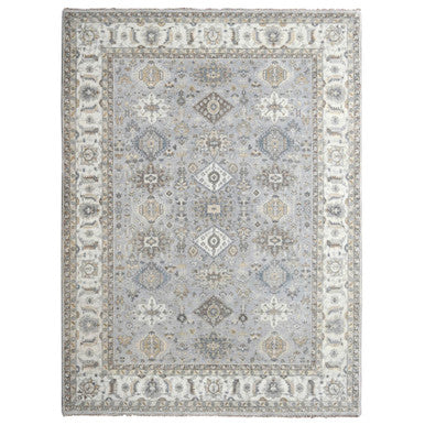 Heriz Wool Hand Knotted Rug Grey White 9.0X12.0 -O010029