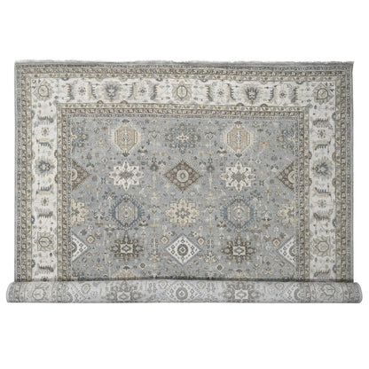 Heriz Wool Hand Knotted Rug Grey White 12.2X15.0 -O010030