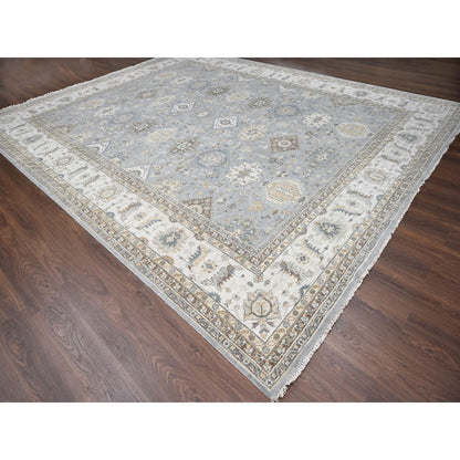 Heriz Wool Hand Knotted Rug Grey White 12.2X15.0 -O010030
