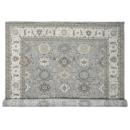 Heriz Wool Hand Knotted Rug Grey White 12.0X14.10 -O010032