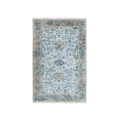 Heriz Wool Hand Knotted Rug Grey Aegean Blue 3.0X4.10 -O010034