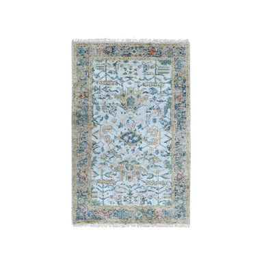 Heriz Wool Hand Knotted Rug Grey Aegean Blue 3.0X4.10 -O010034