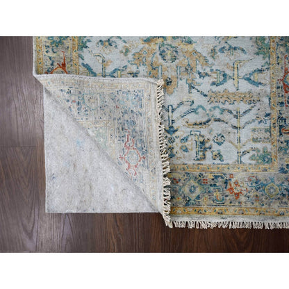 Heriz Wool Hand Knotted Rug Grey Aegean Blue 3.0X4.10 -O010034
