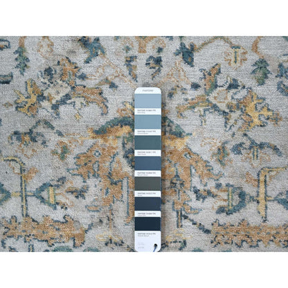 Heriz Wool Hand Knotted Rug Grey Aegean Blue 3.0X4.10 -O010034