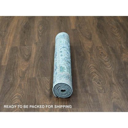 Heriz Wool Hand Knotted Rug Grey Aegean Blue 3.0X4.10 -O010034
