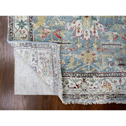 Heriz Wool Hand Knotted Rug Blue White 4.0X5.9 -O010035