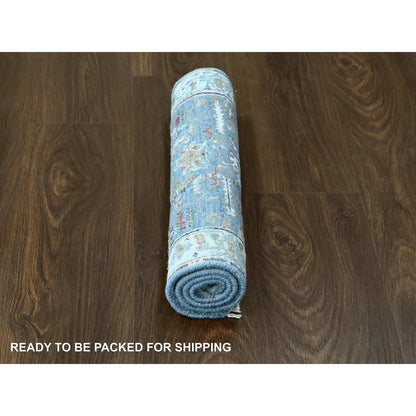 Heriz Wool Hand Knotted Rug Blue White 2.0X3.0 -O010037