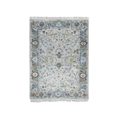 Oushak And Peshawar Wool Hand Knotted Rug Grey Gray 2.0X3.0 -O010041