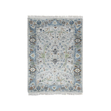 Oushak And Peshawar Wool Hand Knotted Rug Grey Gray 2.0X3.0 -O010041