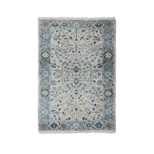 Oushak And Peshawar Wool Hand Knotted Rug Grey Gray 3.0X4.10 -O010045