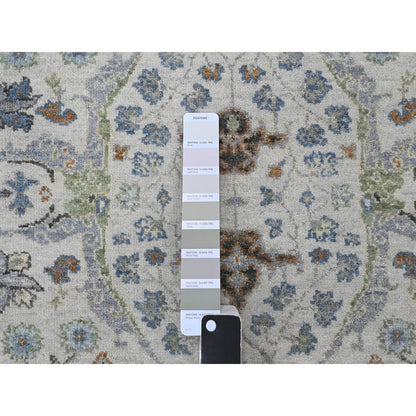 Oushak And Peshawar Wool Hand Knotted Rug Grey Gray 3.0X4.10 -O010045