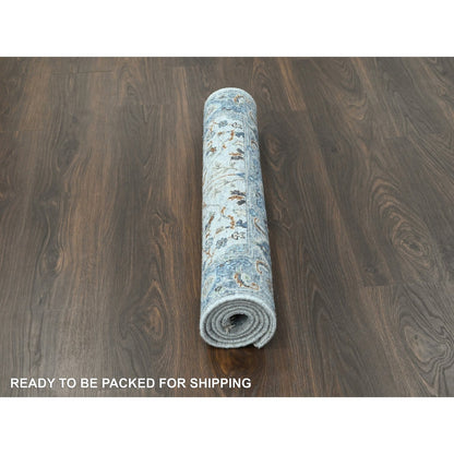 Oushak And Peshawar Wool Hand Knotted Rug Grey Gray 3.0X4.10 -O010045