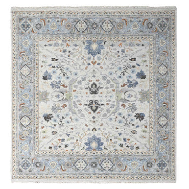 Oushak And Peshawar Wool Hand Knotted Rug Grey Gray 9.10X9.9 -O010047