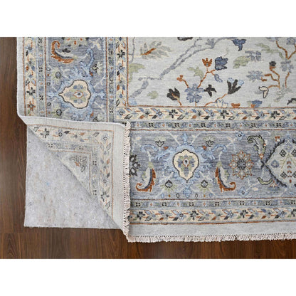 Oushak And Peshawar Wool Hand Knotted Rug Grey Gray 9.10X9.9 -O010047