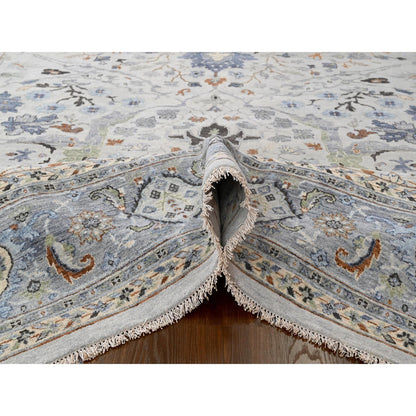 Oushak And Peshawar Wool Hand Knotted Rug Grey Gray 9.10X9.9 -O010047