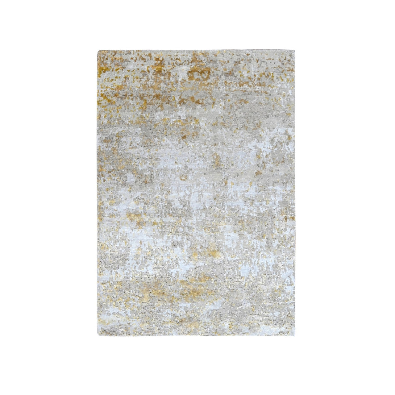 Modern and Contemporary Wool & Silk Hand Knotted Rug Grey No Border 4.0X5.9 -O010055