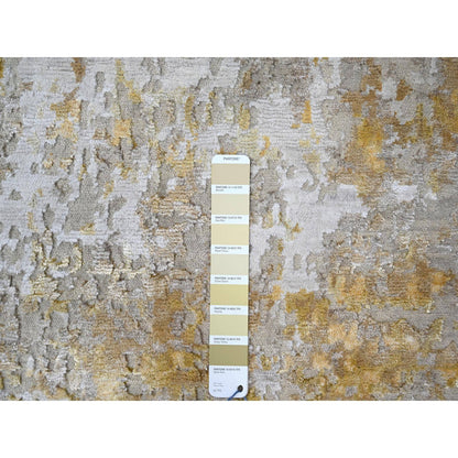 Modern and Contemporary Wool & Silk Hand Knotted Rug Grey No Border 4.0X5.9 -O010055