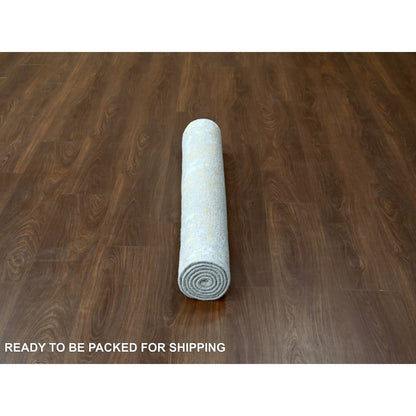 Modern and Contemporary Wool & Silk Hand Knotted Rug Grey No Border 4.0X5.9 -O010055