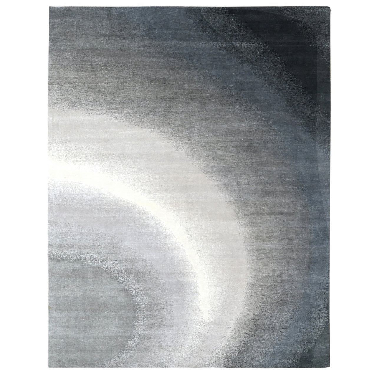 Gray 9'0" x 11'10" Modern and Contemporary Hand knotted Wool Rug - Sku: O010057