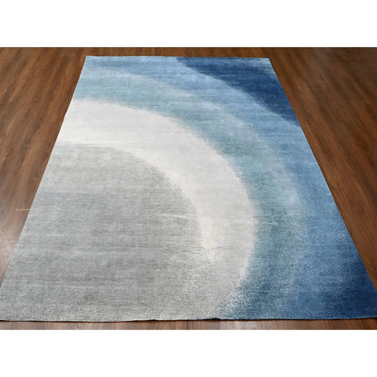 Modern and Contemporary Wool Hand Knotted Rug Grey No Border 9.0X11.10 -O010059